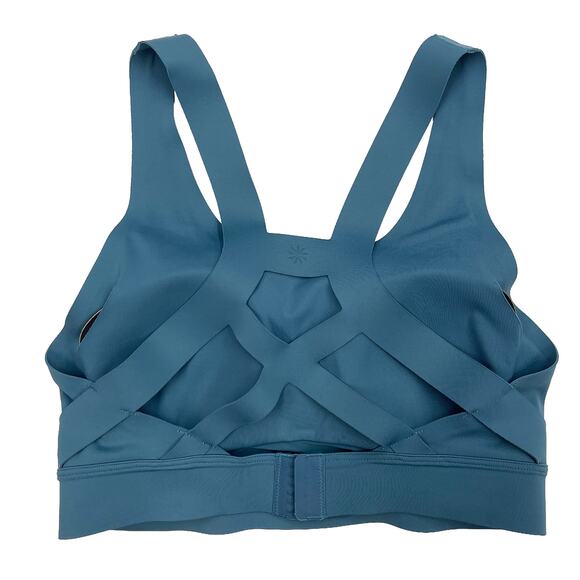 Athleta High Gear Bra A-C Sz S Longline Sequoia Blue Medium Impact Racerback - Picture 5 of 8